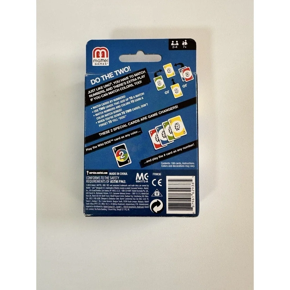 Brand New Mattel Uno Dos Card Game Sealed Board Game Travel Do The Two Gift